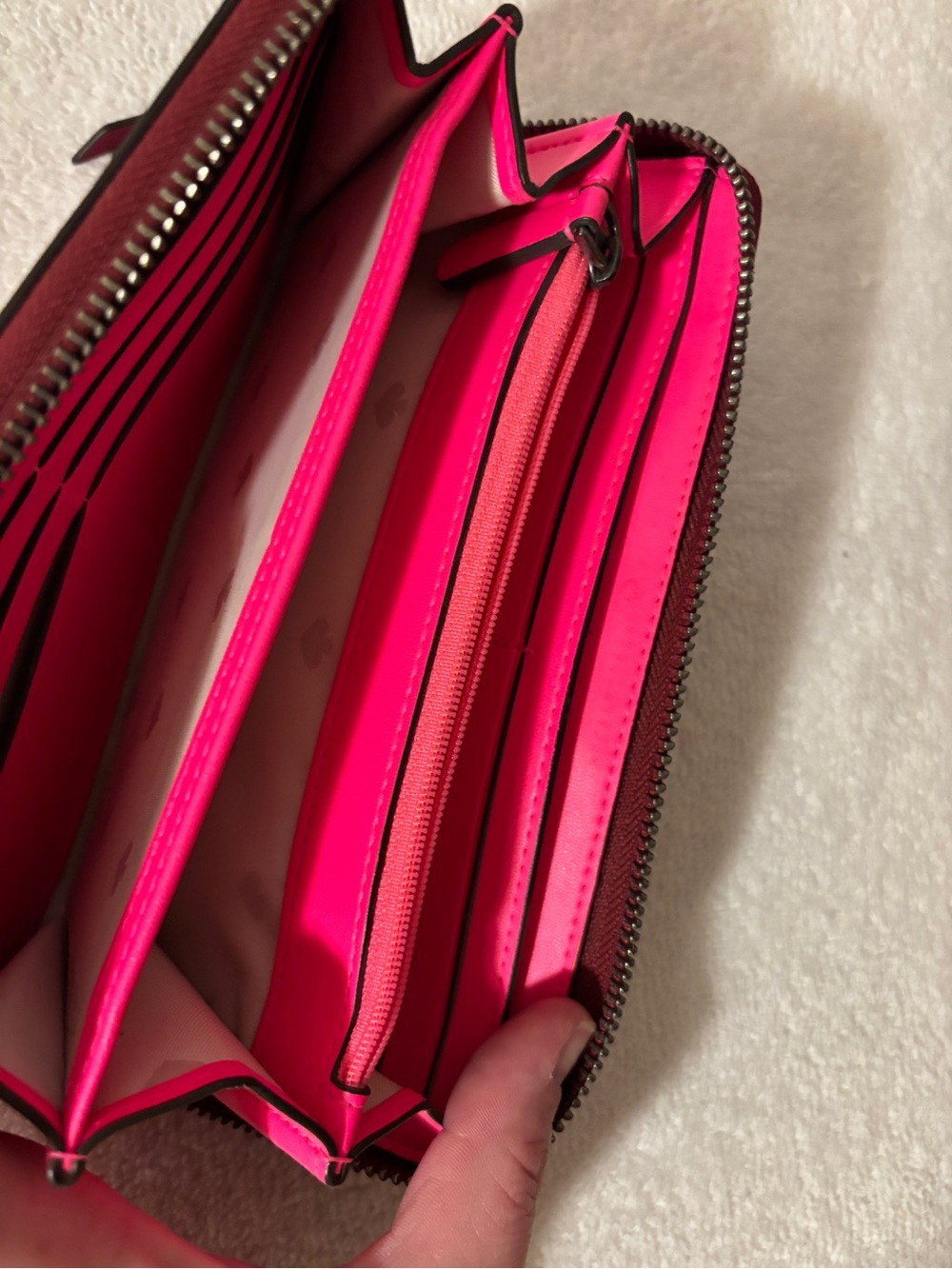 kate spade Red and Pink Heart-Stripe Zip Wallet - Picture 9 of 15